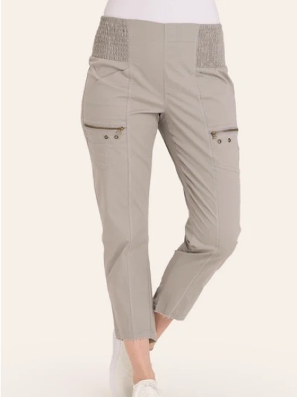 XCVI pants womens XL tan acker slim boho bohemian ruched ankle fall stretch